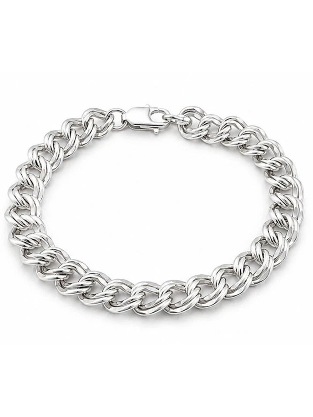 Fantasy Curb Link Bracelet Solid .925 Sterling Silver